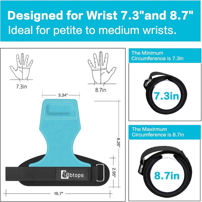 Bbtops Weight Lifting Wrist Strap, Double-Layer Leather Wrist Straps for Gym Strength Training Weightlifting,Deadlift and Powerlifting, Enhance Grip Strength Neoprene Padding Gym Workout Lifting Straps for Men & Women (Pair) - Image 2